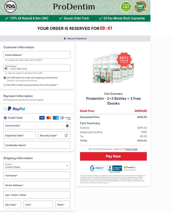 Prodentim   checkout page